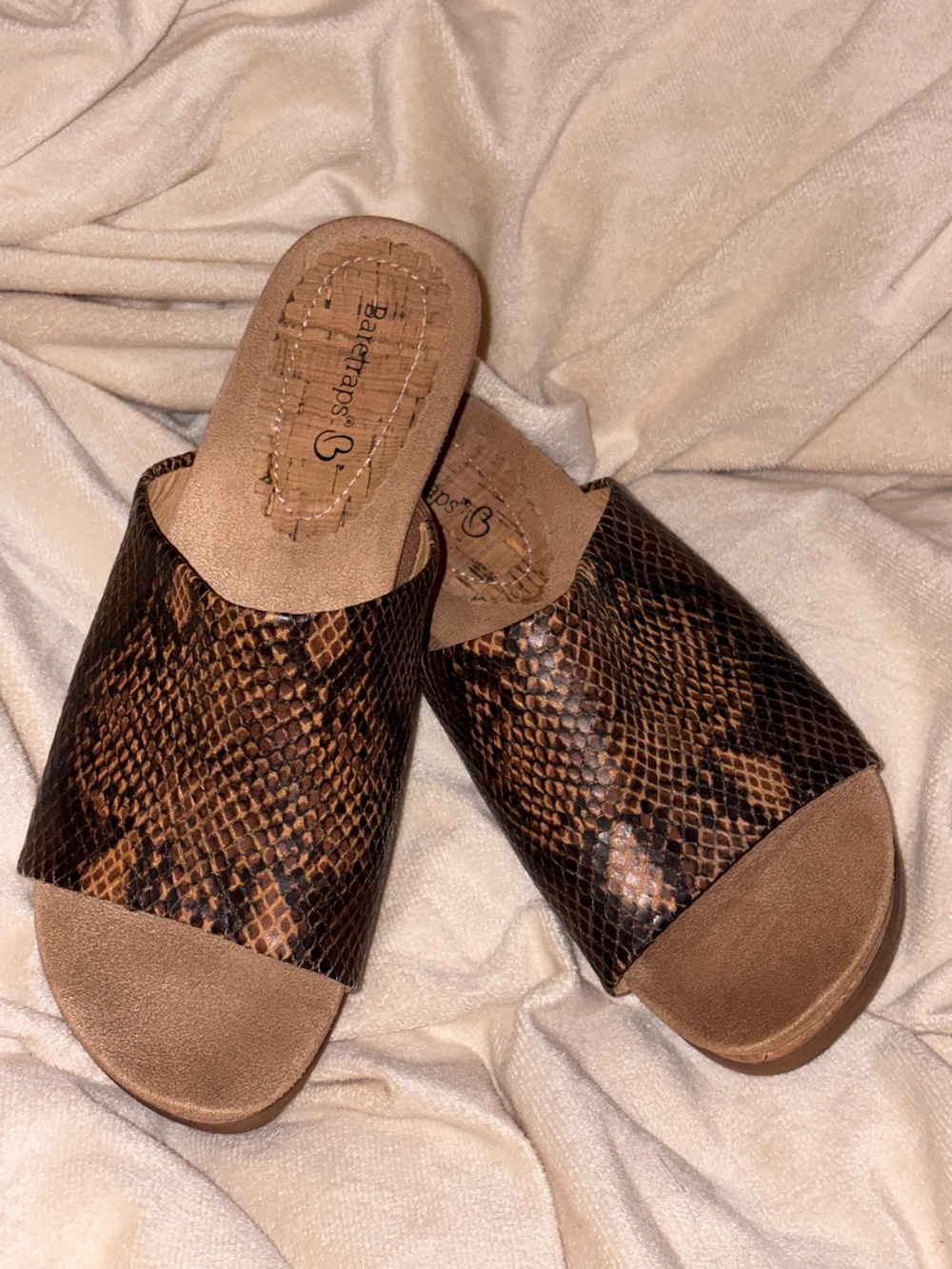 Baretraps Flossey Faux Snakeskin Wedge Slide Sandals - Size 6.5